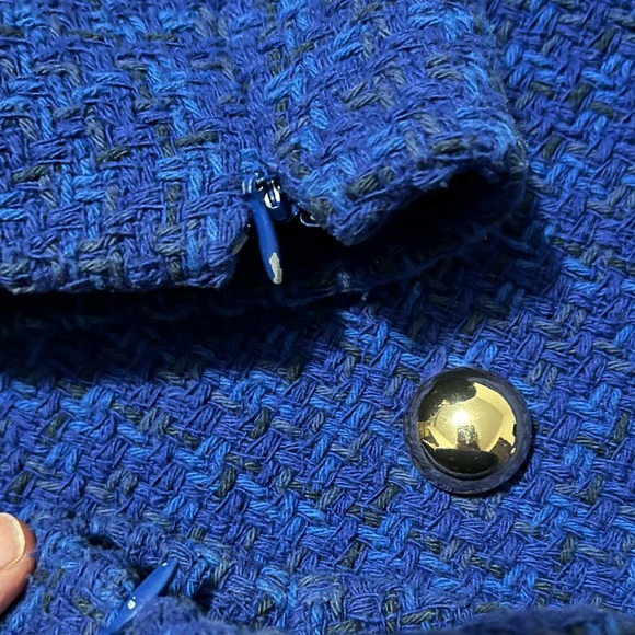 Mango MNG Tweed Double Breasted Crop Jacket in Blue - Picture 8 of 10